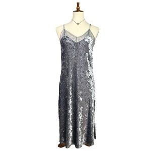 Mossimo Supply Co. Crushed Velvet Slip Dress Med Grey Lace Whimsical Ethereal